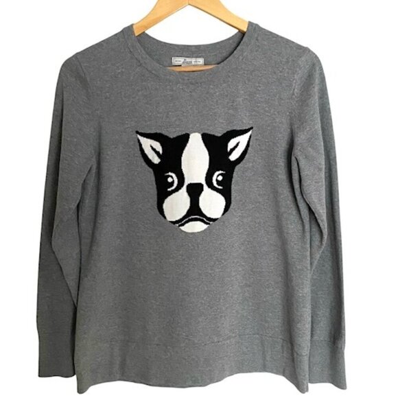 Bass Sweaters - Bass Grey Boston Terrier Sweater Large